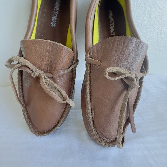 Minnetonka Brown Leather Loafers Moccasins Women’s 10 Slip-On Driving Shoes - Picture 9 of 13